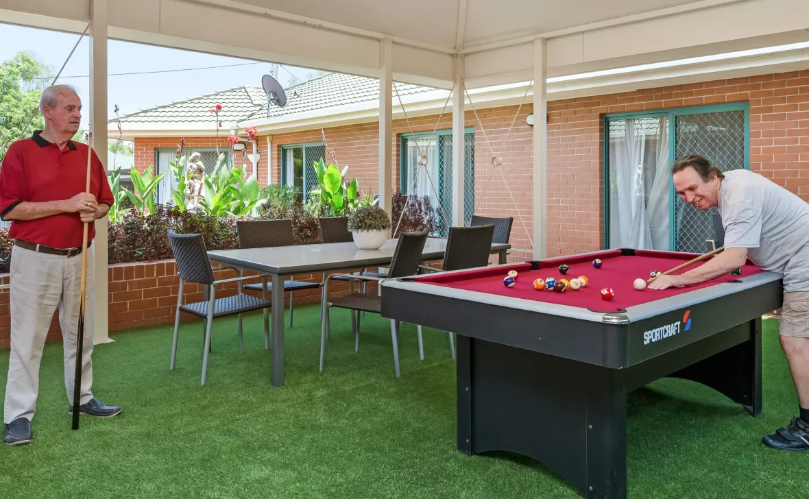 Burpengary Gardens residents playing pool