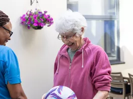 Sharon playing netball at Gawler Hillside Care Community