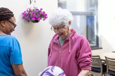 Sharon playing netball at Gawler Hillside Care Community
