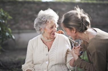 Elderly lady and daughter